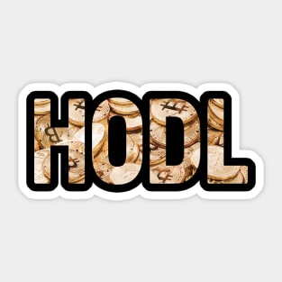 HODL text with bitcoin pattern Sticker